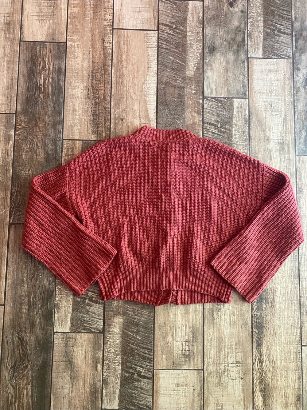 Never a wallflower Women’s rust Red Embroidered Button-Front Sweater 🆕 - Picture 2 of 11